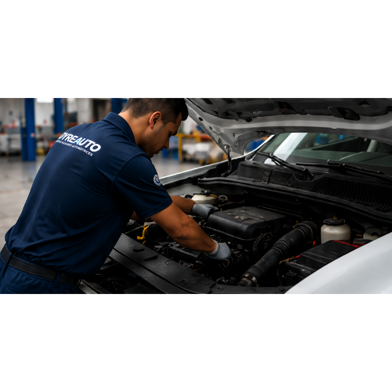 Mecánico realizando mantenimiento automotriz